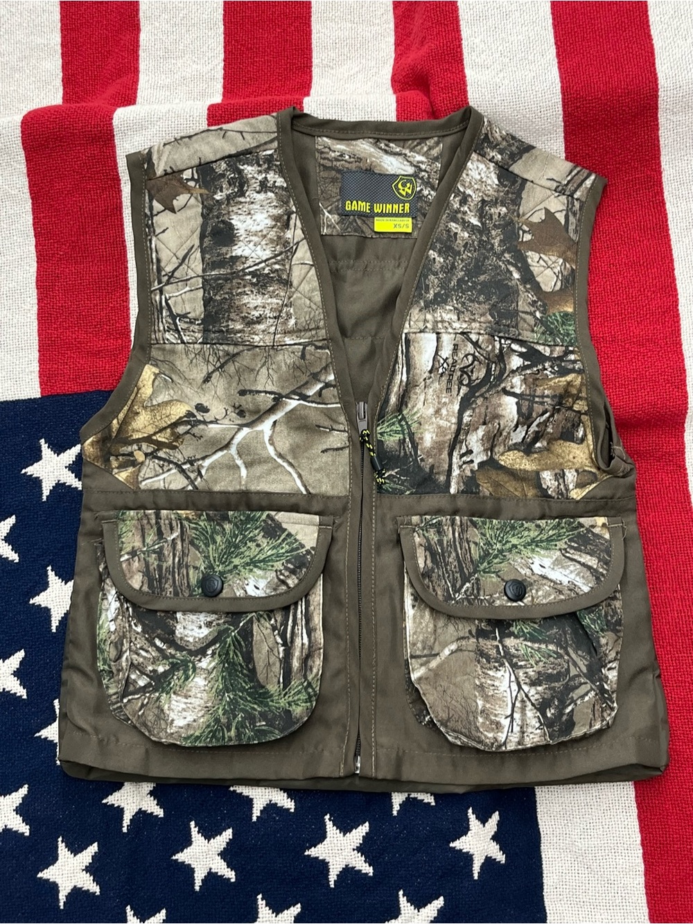 Game Winner Kids' Realtree Camo Hunting Vest - Brown/Green Boys Size XS/Small